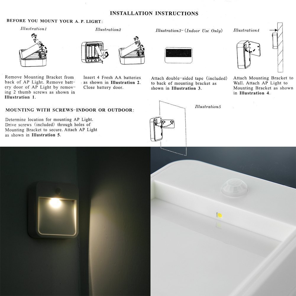 Motion Sensing LED Light, Battery Powered Waterproof Sensor Lamp With Free Adhesive Tape Light Induction Nightlight for Hallway, Stairway, Washroom, Wardrobe, Closet,Balcony