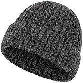PAZUVO Knitted Cuffed Beanie Cap for Men/Women, Unisex Soft Warm Winter Hat Stocking Skull Cap