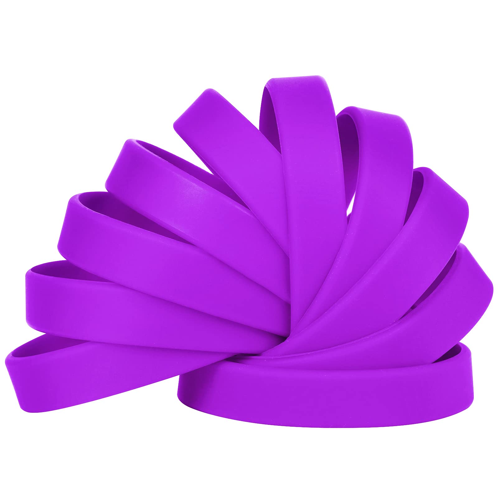 LVNRIDS 100 pcs Silicone Wristbands 7 inch Rubber Bracelets Purple for Children and Teens, Sports Rubber Elastic Wristband Bracelet Bulk Gifts for Teacher Supplies Graduation Party Favors