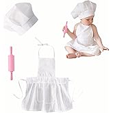 3 PCS Baby Photography Props, Baby Chef Outfit and Mini Silicone Rolling Pin, Newborn Photo Props for 6-24 Months