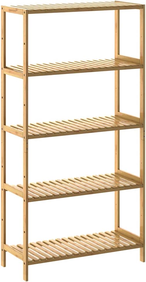 Casaria Bamboo Standing Shelving Unit with 5 Shelves Height Adjustable