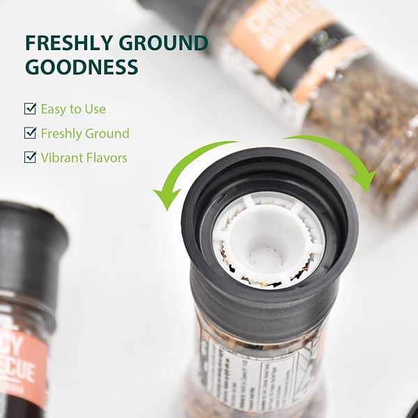 SOEOS SPICE SEASONING SET OF 3, 5.2OZ(146G), WITH INTEGRATED GRINDERS, SALT AND PEPPER GRINDER SET, PURE AND FRESH PERFECT FOR BBQ SEASONING GIFT SET, GRILLING SPICE, HERB, SPICE & SEASONING GIFTS