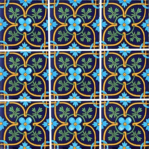 9 Mexican Tiles 4" x 4" Hand Painted Talavera C354