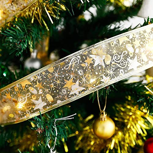 Weihnachtsband Deko Lichterkette 10M Glänzende Bänder Lichter 100 LEDs Lichterkette, Spitze Band Dekor für Weihnachten Garten Urlaub Party
