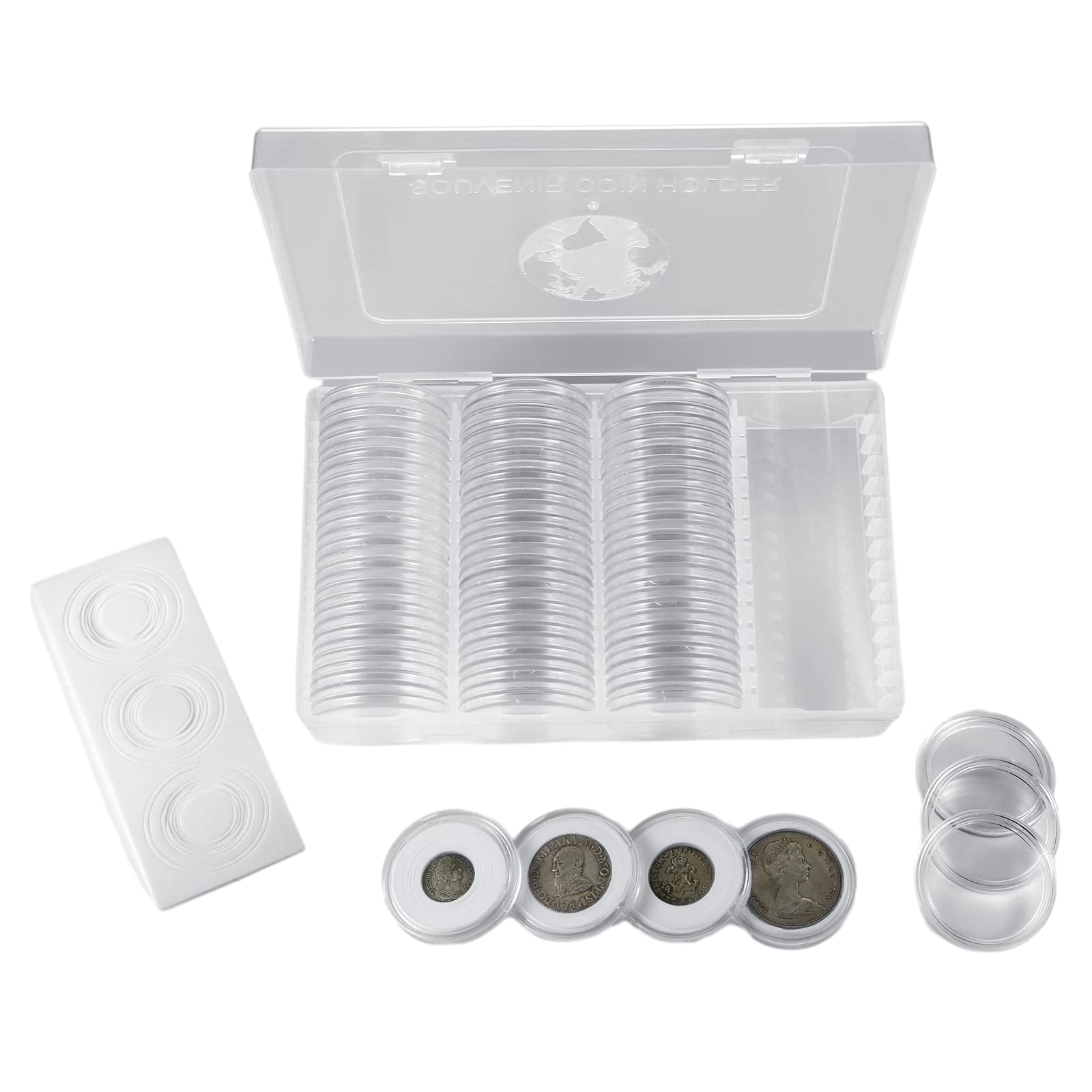 MUROAD 41mm Coin Capsules - 60 Piece Set with Foam Gasket, Coin Storage Case Box for Collection
