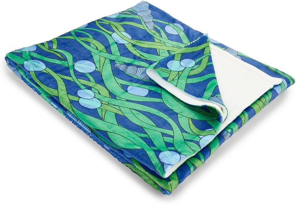 Island Girl Home IGH-THR20 Green Seaweed Fleece Throw Blanket, 60x50,Blue,60x50