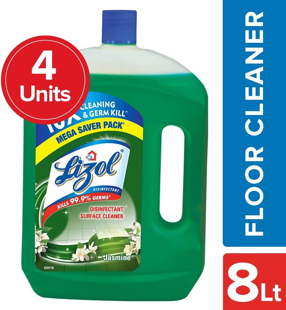 Lizol Disinfectant Surface & Floor Cleaner Liquid, Jasmine - 2 L (Pack of 4)