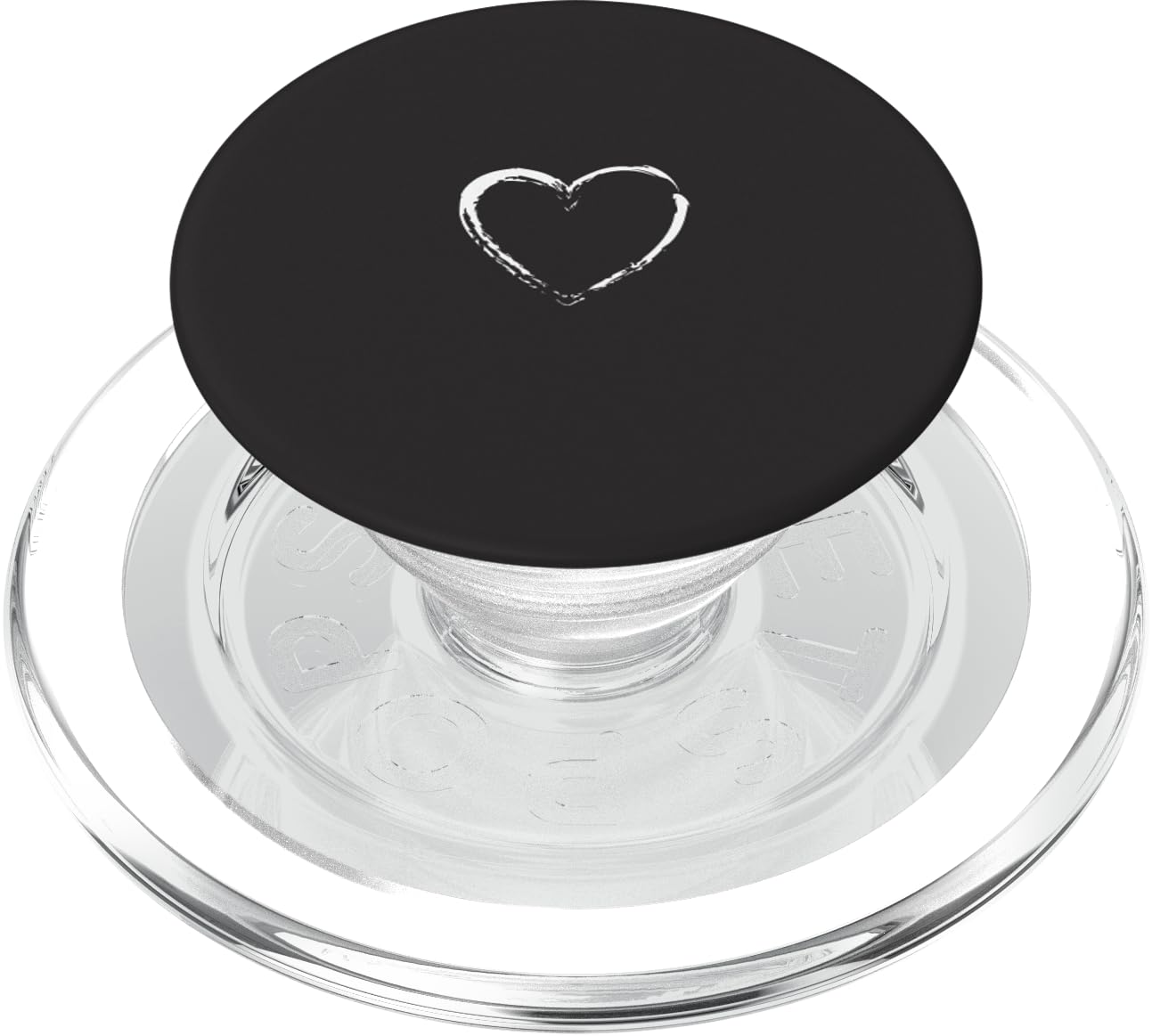 White Heart Black PopSockets PopGrip for MagSafe