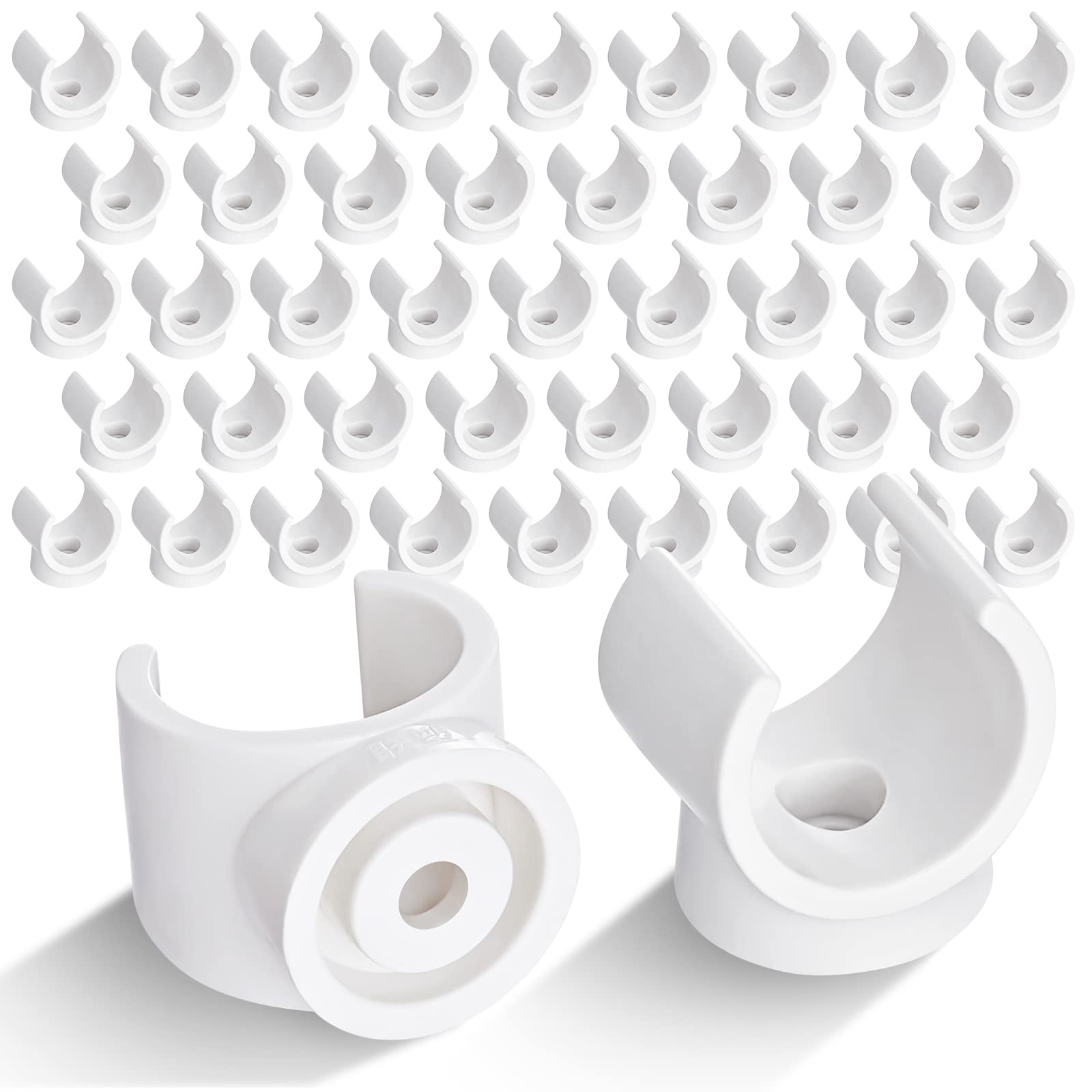 Photo 1 of 100 Pieces 3/4 Inch Pex Clips Pipe Clamps Plastic Clamps 25 mm Water Pipe U Hook Pex Supports Plastic Socket to Fix Corresponding