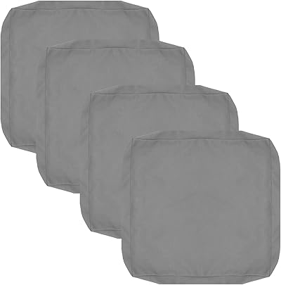 FLYMEI Outdoor-Sitzkissenbezug-Set, große Sitzbezüge für Terrassenstuhl, wasserabweisend, 53,3 x 48,3 x 7,6 cm, Grau, 4 Stück