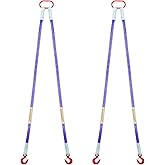 Kivomot 5 ft Polyester Web Lifting Sling, 2" Wide, WLL 4,400 lb (2-Ton), 6:1 Safety Factor, with G80 Hooks & Master Ring, Yellow, 2-Pack