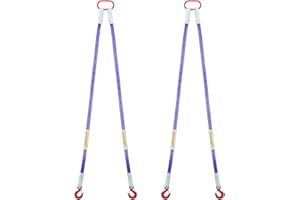 Kivomot 5 ft Polyester Web Lifting Sling, 2" Wide, WLL 4,400 lb (2-Ton), 6:1 Safety Factor, with G80 Hooks & Master Ring, Yellow, 2-Pack