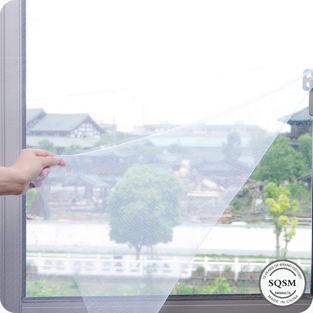 Window Screen DIY Self-Adhesive,Mesh Curtain,Screen with Sticky Tape and Sticky Nail (100x150cm-1p, White)
