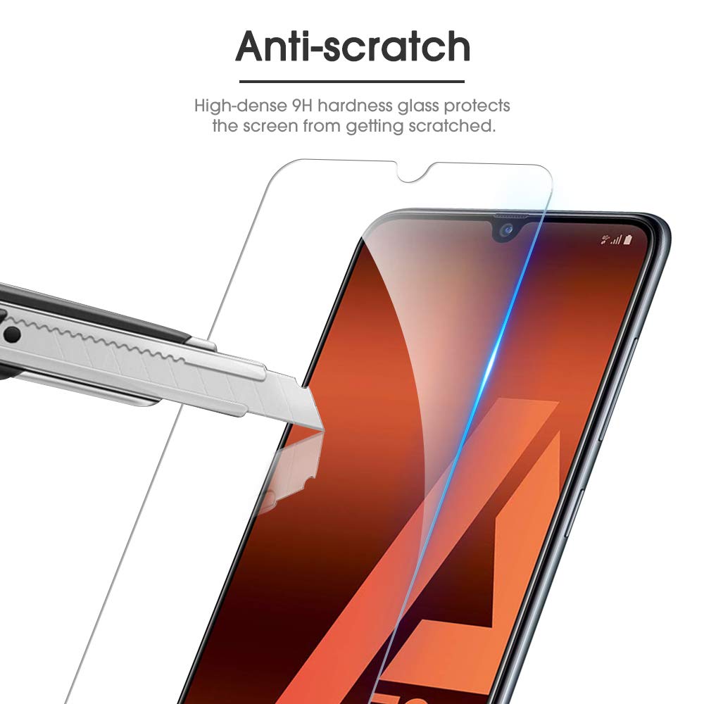 OMOTON [Lot de 4 Samsung Galaxy A70 Verre Trempé Protection Ecran en Verre pour Samsung Galaxy A70 [Clarté Cristale] Film de Protection [sans Bulle] [9H Dureté]