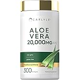 Carlyle Aloe Vera Softgel Capsules | 300 Count | Aloe Vera Gel Supplement | Non-GMO, Gluten Free