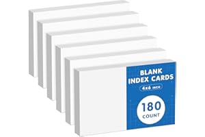 AIDUNMIS 4x6 Note Cards Blank Index Cards, 180 Counts 4 x 6 Index Cards, 4x6 Notecards No Lines for Studying School, Blank on Both Sides, White Note Cards Bulk, 6 Pack of 30 Sheets