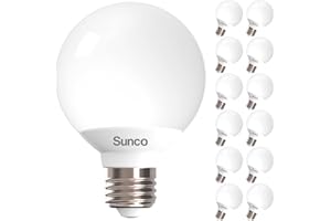 Sunco Lighting 12 Pack Vanity Globe Light Bulbs G25 LED for Bathroom Mirror 5000K Daylight Dimmable, 450 LM, 6W, E26 Base, Round Frosted Decorative Bulb, UL & Energy Star Listed