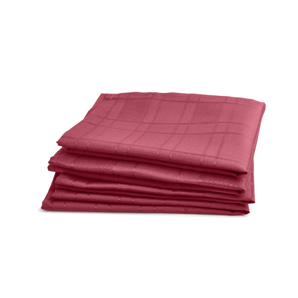 Emma Barclay Chequers - Jacquard Napkins in Wine - 17x17 (43x43cm)