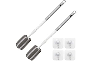 Sponge Bottle Brush Adjustable Long Handle Up to 14.5”High-Density Foam Bottle Brush & Scrubber Head Hanging Design with 4 Tr