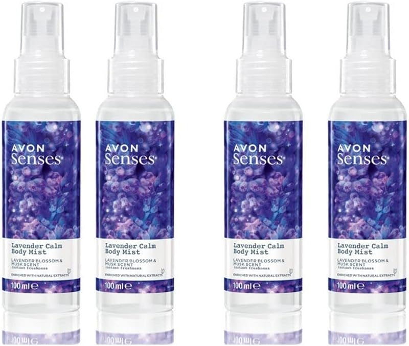 Avon Senses Lavender Calm Body Mist 4 x 100ml Lavender Chamomile Scented Spritz