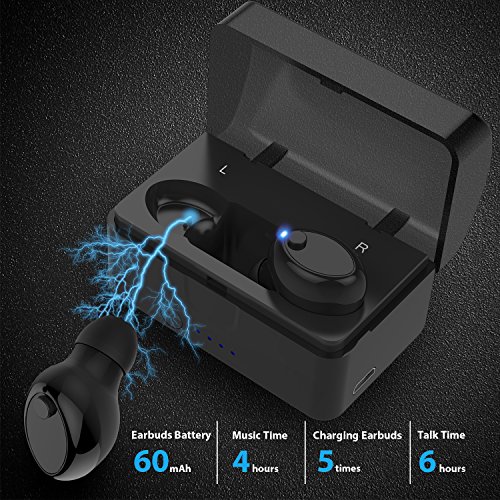 Wireless Earbuds, Cshidworld Bluetooth 5.0 Headphones Noise Cancelling Mini Headset IPX5 Sweatproof Invisible Sports in Ear Earphones with Built-in Mic for Smartphones Laptop