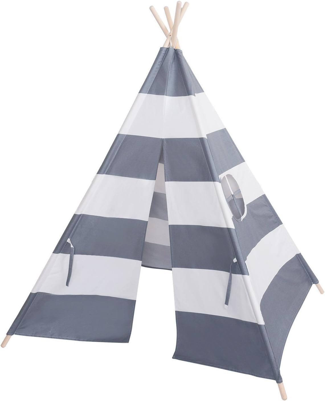 Kids Play Toy - Teepee Kids Play Tent for Boys & Girls Play Game- for Indoor& Outdoor Play House (Gray and White Stripes)