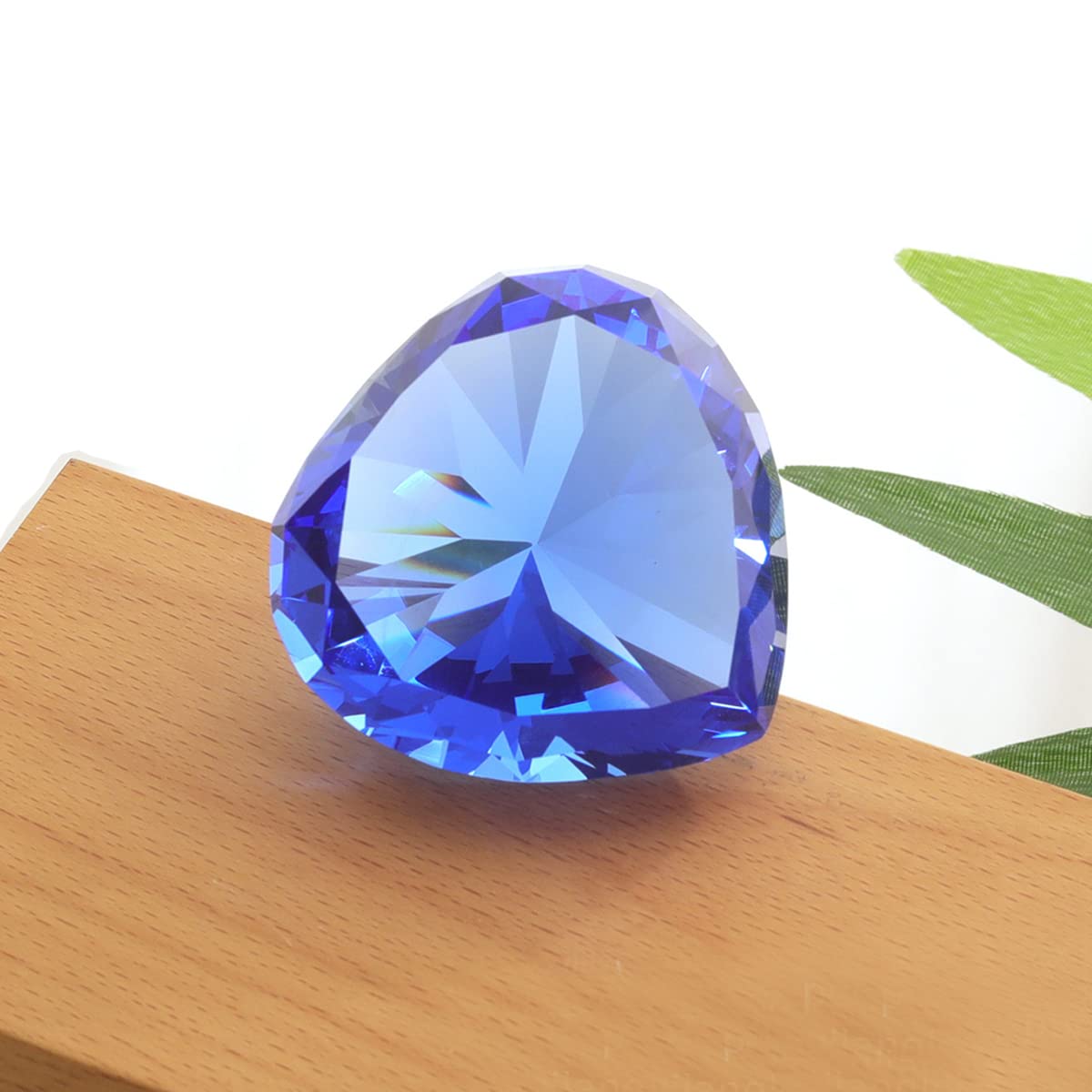 Photo 1 of LOTOWELZON 60mm/2.36in Heart Shape Crystal Diamond Glass Gems Paperweight for Home Office Decor Valentine's Day Gift Wedding (Blue)