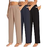 JULGIRL 3 Pack Women's Lounge Pants Wide Leg Sweatpants with Pockets Elastic Waist Yoga Pant Casual Loose Jogger