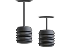 smtyle Halloween Candle Holder Decor Black Candle Holders Set of 2 with Iron-3" Diameter Suitable for Pillar Candles Ideal for Table Centerpiece