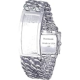 eJewelryPlus 19 mm Heavy Solid Sterling Silver Double 2 Row Curb Link ID Bracelet Handmade in USA 8.75 Inches 80 Grams