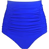 RELLECIGA Women's High Waisted Bikini Bottom Tummy Control Ruched Full Coverage Swim Bottom