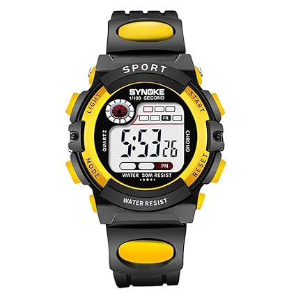 WUTONYU(TM) Unisex Kids Student Sports Watches with Alarm Chronograph Calendar Digital wristwatch(Yellow)