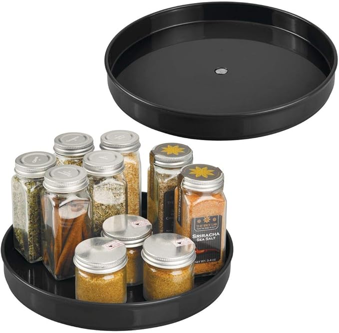 mDesign Plastic Lazy Susan Turntable Food Storage Container