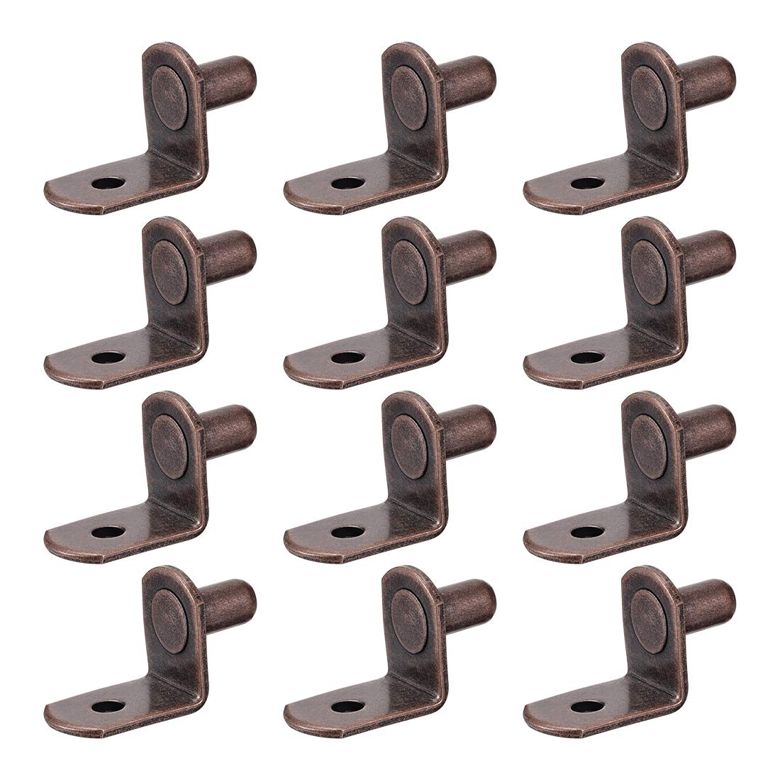 sourcing map Shelf Support Peg,6mm L Support, Furniture Cabinet Closet Shelf,Bracket Pegs w Hole,for Kitchen Furniture Book Shelves Supplies,Bronze 20pcs