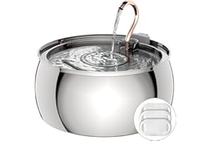 Tomxcute Cat Water Fountain - 4.0L/135oz Gooseneck Copper Faucet Design Cat Fountain for Drinking - Large Capacity Stainless Steel Cat Water Fountains - Comes with 3 Replacement Filters