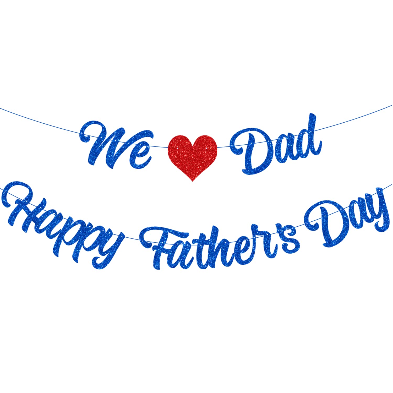 Happy Fathers Day Banner, Fathers Day Decoration Kit Blue Happy Father's Day Banner Bunting for Fathers Day Party Decoration Supplies Pre-strung