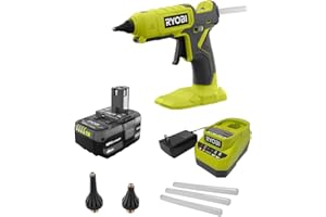 RYOBI Ryobi Glue Gun Kit P307 ONE+ 18V Cordless Dual Temperature with 4.0 Ah Lithium-Ion Battery + Charger + Bonus Nozzles p307-kit
