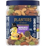 PLANTERS Deluxe Mixed Nuts with Sea Salt, 27 oz. Resealable Container - Variety Mixed Nuts Snacks with Cashews, Almonds, Peca