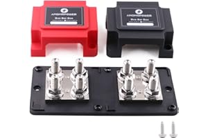 T Tocas Heavy Duty 400A 12V - 48V DC Bus Bar Power Distribution Block with 8XM10(3/8") Studs Busbar with Cover
