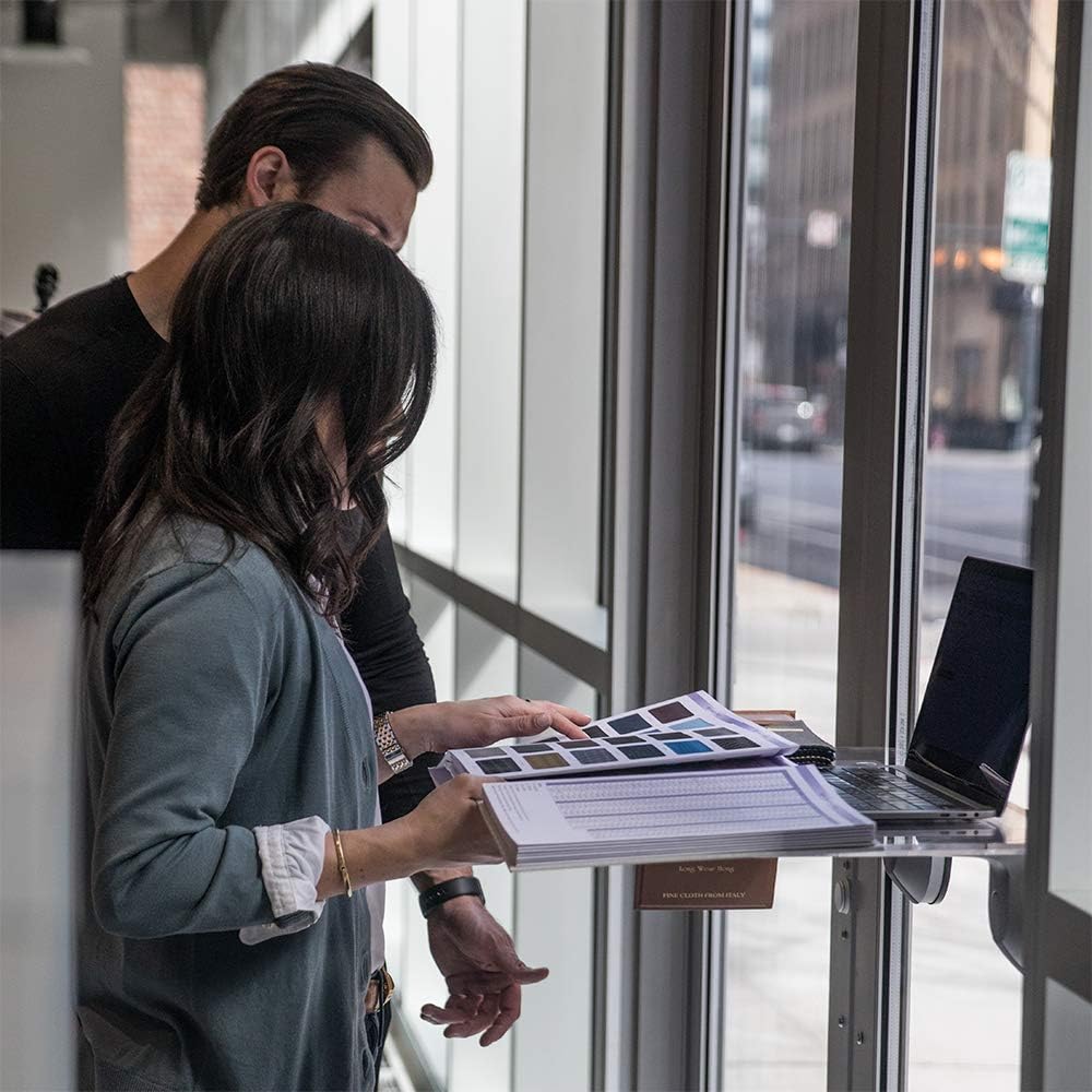 DeskView Portable Standing Desk, Height Adjustable, Window-Mounted Standing Desk/Laptop Desk/Laptop Stand / 10 Second Tool-Free Install - Polished Clear Acrylic: Home Audio & Theater