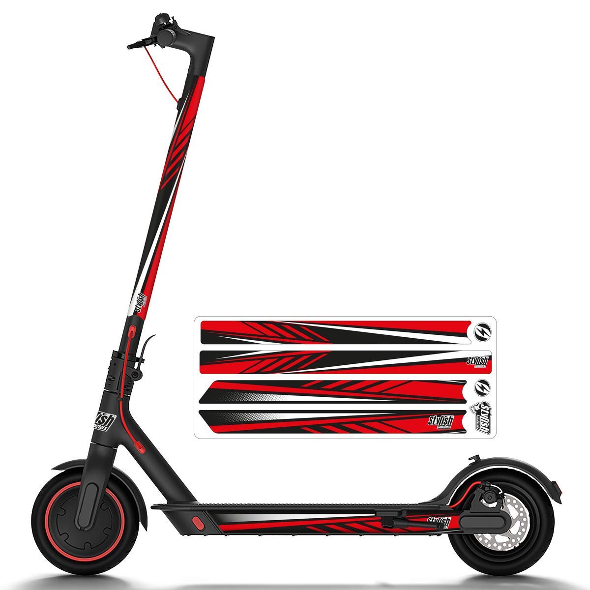 STYLISH SCOOTERS Reflective Stickers for Xiaomi M365, Vinyl Xiaomi M365 Reflective Sport Red 4Pz.