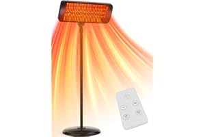 BALKO Outdoor Heater, 12H Timer & 3 Heat Levels, IP54 Waterproof Garage Heater, 1500W Infrared Heating Covers 300Sq.ft, Tip-Over Protection,Towel Bracket,Remote, 83 Inch Patio Heaters for Outdoor Use