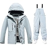YEEFINE Women's Ski Suit Two Piece Waterproof Ski Jacket and Pants Set Outdoor Windproof Winter Snow Coat Warm Snowsuits