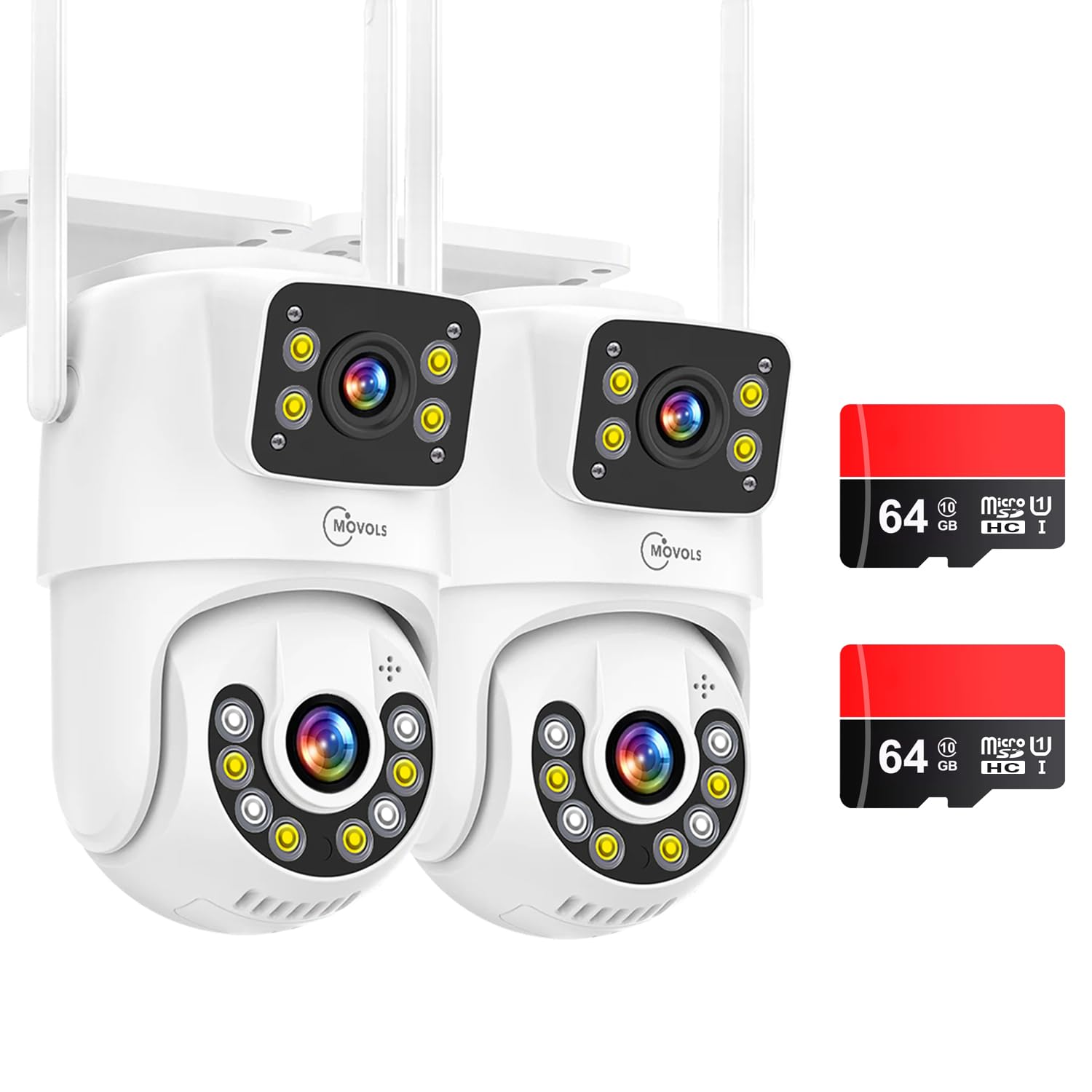 Photo 1 of Dual Lens Linkage 8MP Pan/Tilt WiFi PTZ Security Camera Outdoor 2Pack, Auto Tracking, Human Detection, Light Alarm, Color Night Vision,Siren, Plug-in Cable,2.4G WiFi,SD Card Slot with TF64G Card