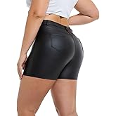 Gaiibbt Women's Sexy High Waist Faux Leather Shorts - Stretchy PU Leather Casual Shorts