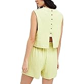 Yioaga Lounge Sets for Women Summer 2 Piece Outfits Sleeveless Tank Tops Matching Shorts Workout Set Beach Clothes