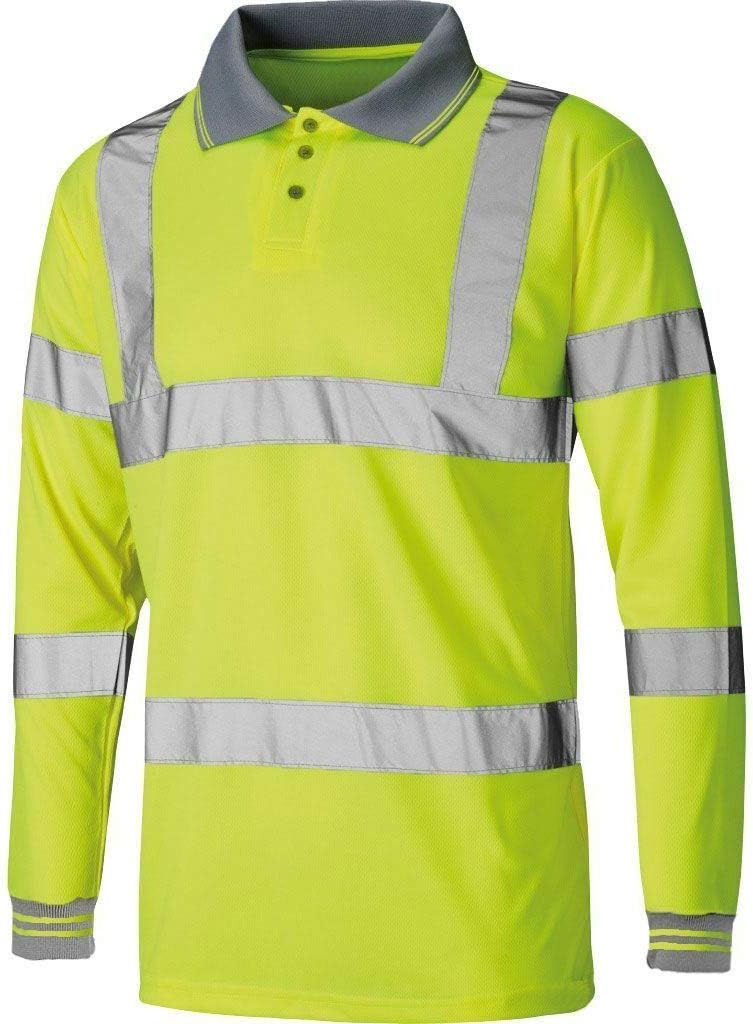 KaptonHi Viz VIS High Visibility Polo Shirt Reflective Tape Safety Security Work Button T-Shirt S-5XL