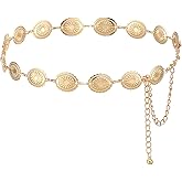 Lnngub Gold Western Belt,Gold Chain Belt Adjustable Hollow Out Daisy Cowgirl Belts for Western Country Concert Outfit Dress