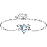 MONGAS Shark/Lotus/Wave/Four Leaf Clover/Daisy/Dragonfly/Compass Bracelet Sterling Silver flower/Scottish Thistle/Elephant/Tennis Ball Bracelet Jewelry for Women