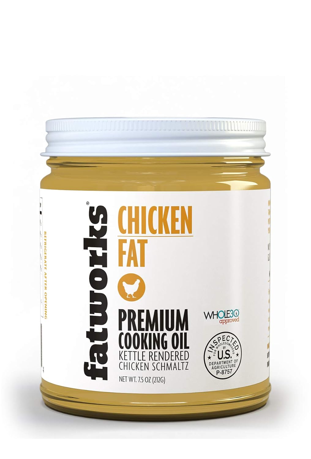 Amazon Com Fatworks Premium Organic Chicken Fat Ultimate Cooking Schmaltz For Gourmet Frying And Baking Whole30 Approved Keto Paleo 7 5 Oz Grocery Gourmet Food